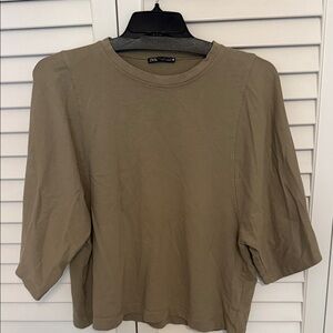 Zara Women's Olive Long Sleeve Top